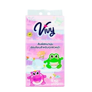 กระดาษเช็ดหน้าวีวี่ ทิชชู่ ซอฟแพ็คYivy Goodday 1แพค บรรจุ 5 ห่อ 170 แผ่นคู่ ไร้ฝุ่น ใหญ่ คุ้มค่า สะอาด ปลอดภัย