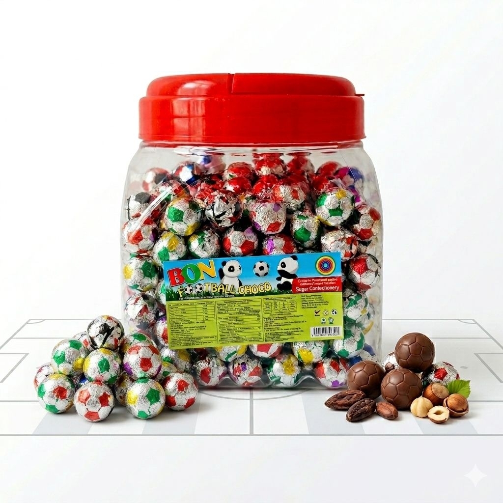 BON FOOTBALL CHOCO ช็อกโกแลตฟุตบอลกระปุก 290-300 เม็ด มีอย. มีฮาลาล