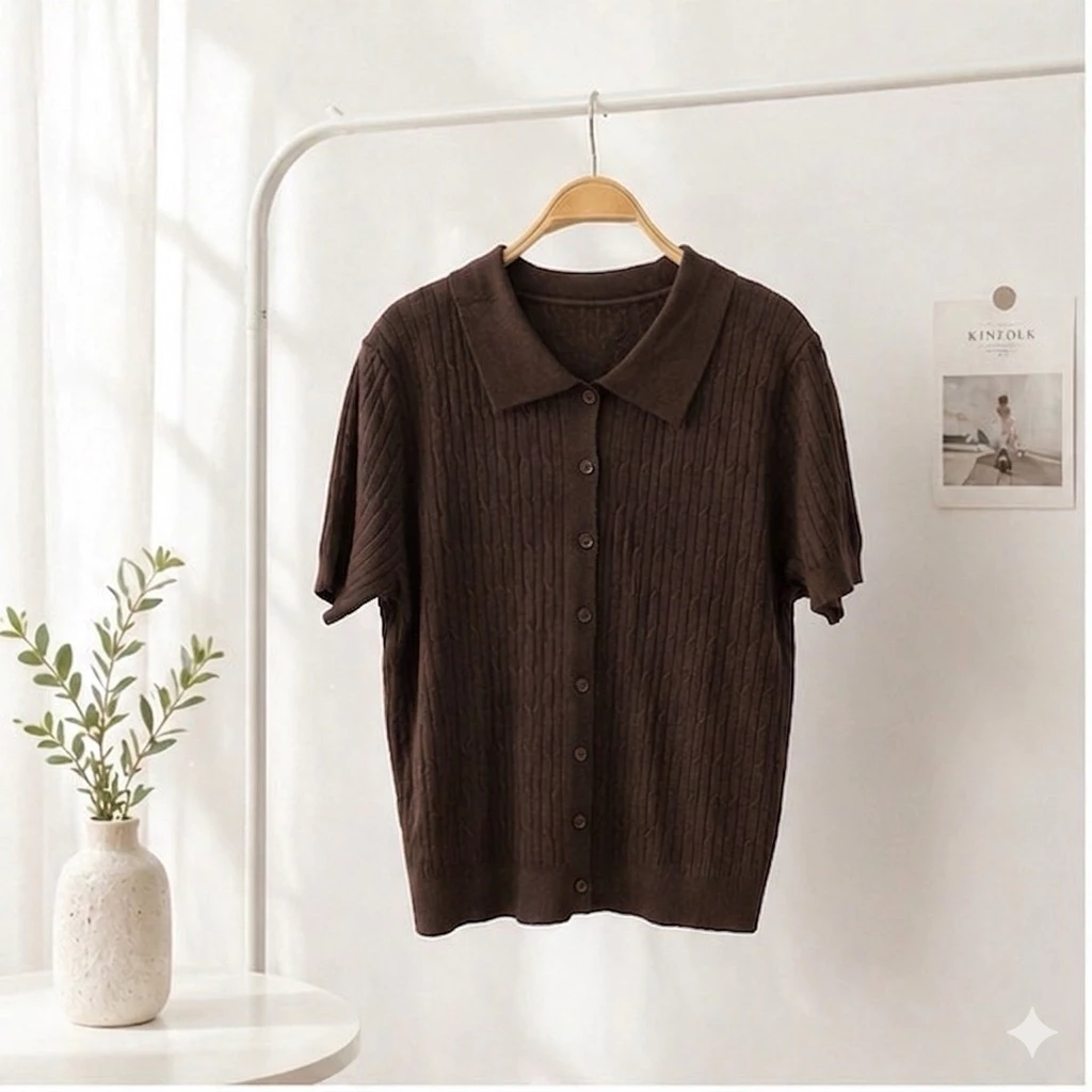 LITTLEMOM-เสื้อโปโลถักเกลียวแต่งกระดุมหน้า 8 เม็ด รุ่น MAX