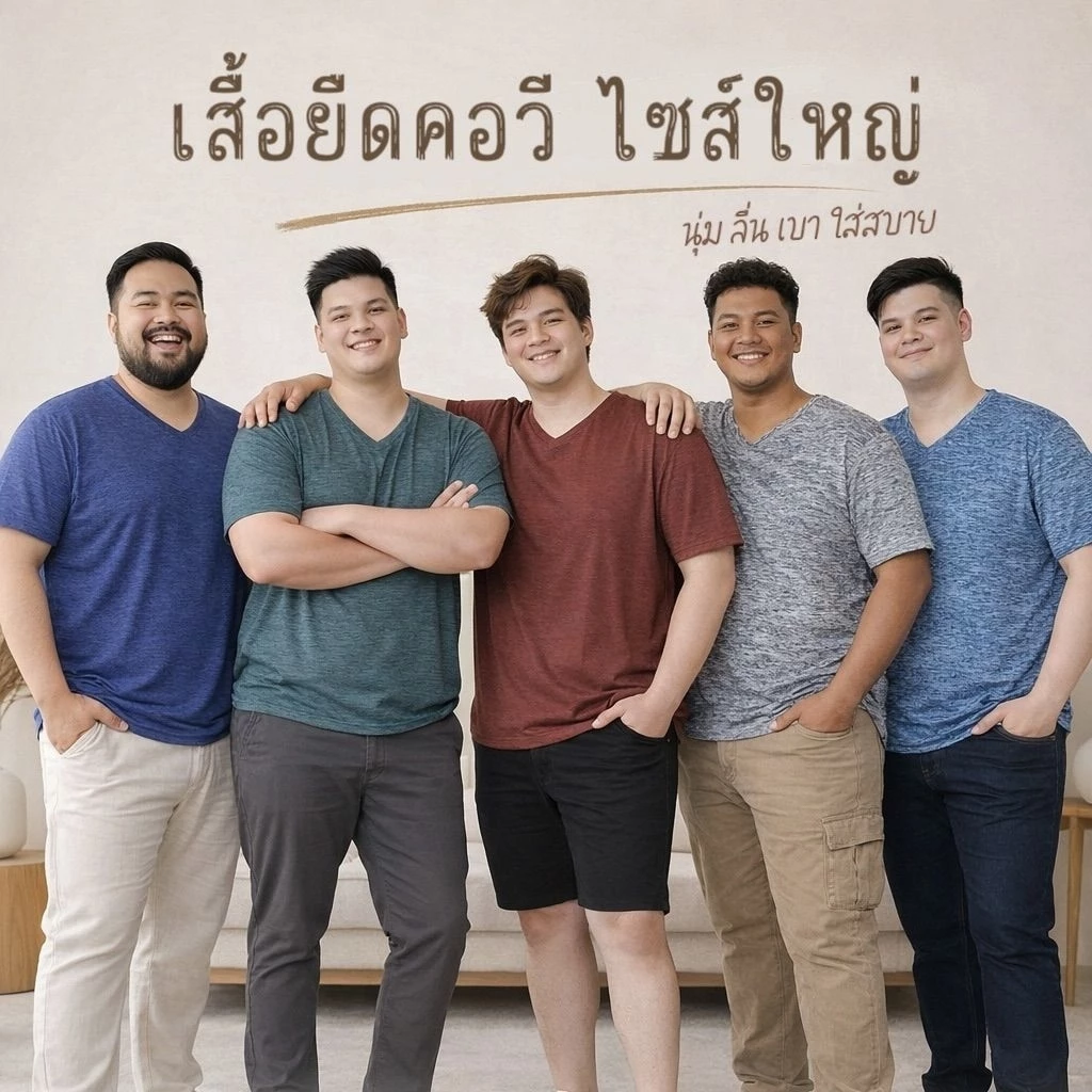 เสื้อยืดคอวี ไซส์ใหญ่ พิมพ์ลาย รอบอก 52-64 นิ้ว ✅ รหัสโค้ดลดรูปที่2 ✅ ผ้าไมโครพรีเมี่ยม ใส่สบาย ไม่ต้องรีด