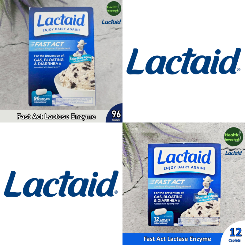 <Lactaid> Fast Act Lactase Enzyme 12 Caplets ผลิตภัณฑ์ช่วยย่อยแลคโตส