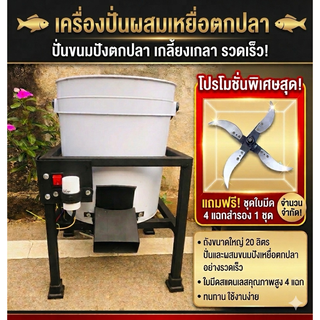 เครื่องปั่น เหยื่อตกปลา เศษอาหาร