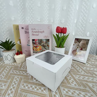 กล่องเค้กครึ่งปอนด์ ทรงปกติ ขาวหลังเทา (100ใบ/แพ็ค)