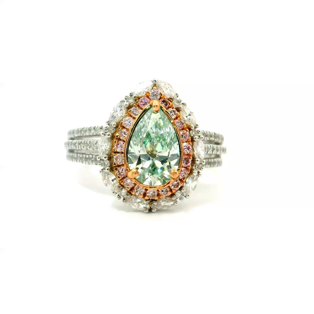 1.01 Carat Faint Yellow Green VS1 Clarity Diamond Ring