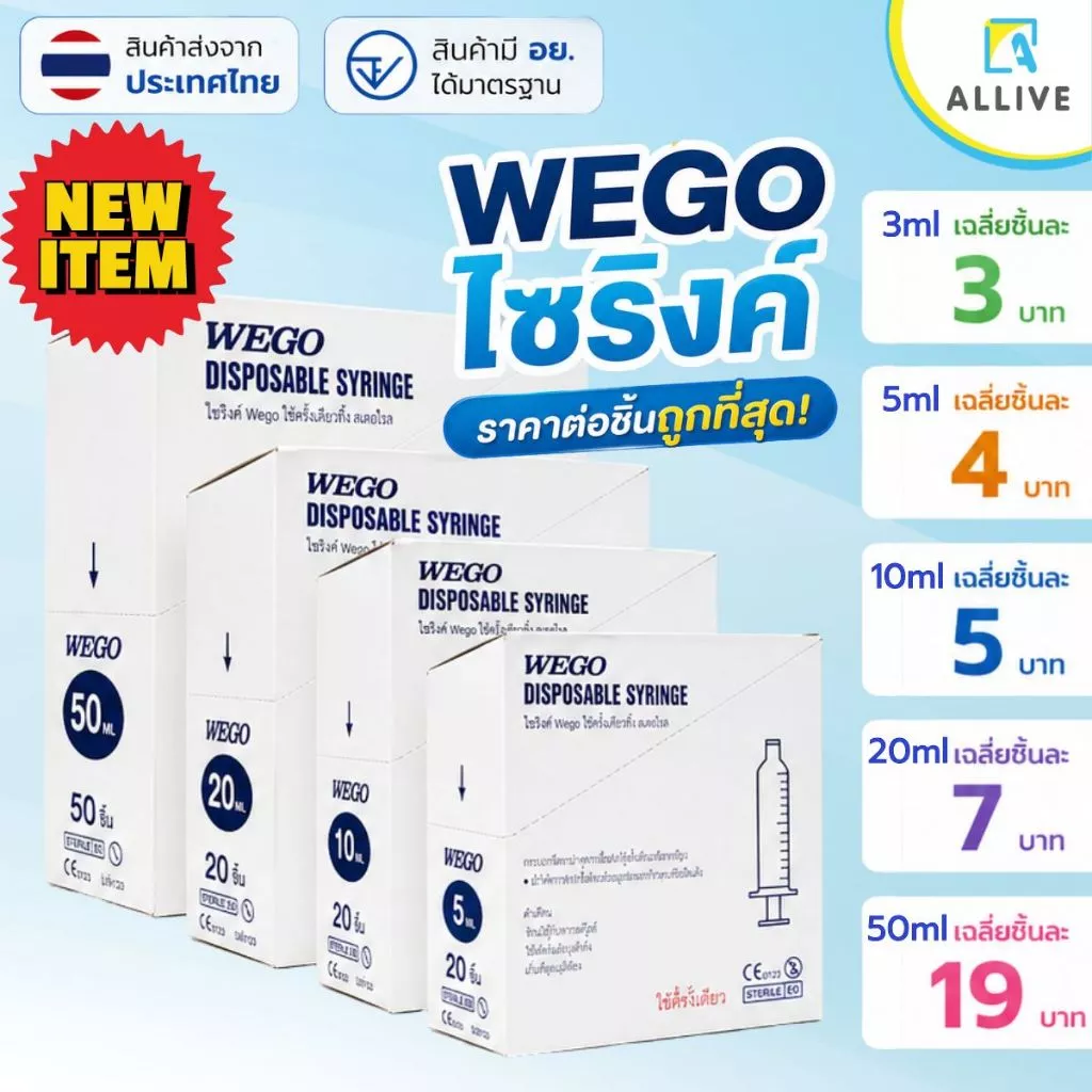[ แพ็คเกจใหม่!! ] ไซริงค์ Syringe Wego ป้อนยาเด็ก ป้อนยาสัตว์ ไซริงค์ป้อนนม ล้างจมูก สลิงฉีดยา 3ml 5ml 10ml 20ml 50ml