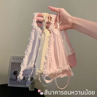 candy🌸กางเกงในสตรีลูกไม้ 💗ผ้าซาติน ผ้าตาข่าย ชั้นในผ้าฝ้ายแท้ ระบายอากาศสบาย ไอเดียสาวสวย ไม่คัน