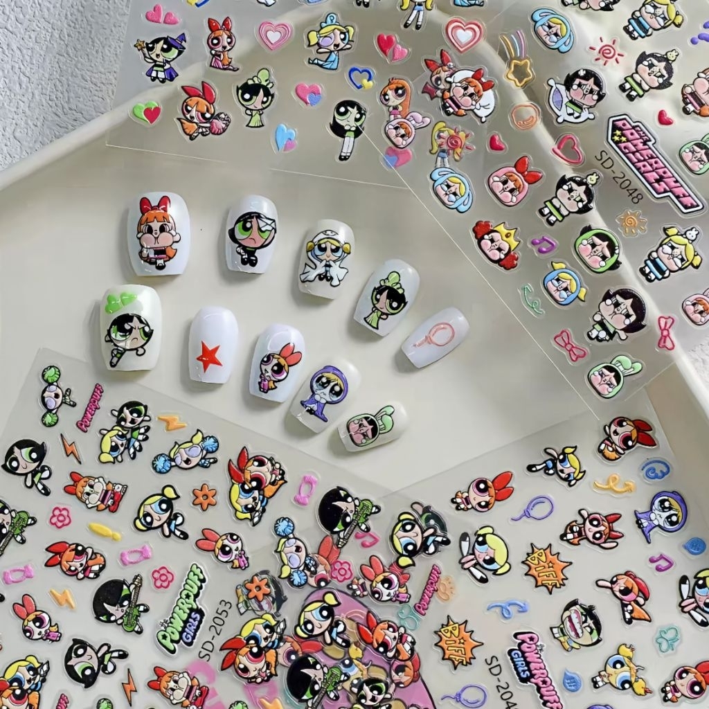 พร้อมส่งจากไทย! สติกเกอร์ติดเล็บ สติกเกอร์ลายนูน สติกเกอร์ 5D ลาย Powerpuff Girl สติกเกอร์ตกแต่ง ติดโทรศัพท์ติดสิ่งของ