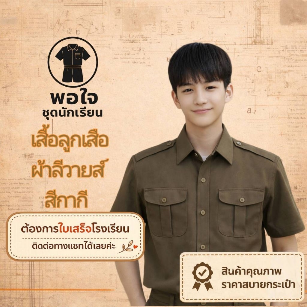 เสื้อลูกเสือ​ ผ้าลีวายส์ สีกากี – โปรปัง