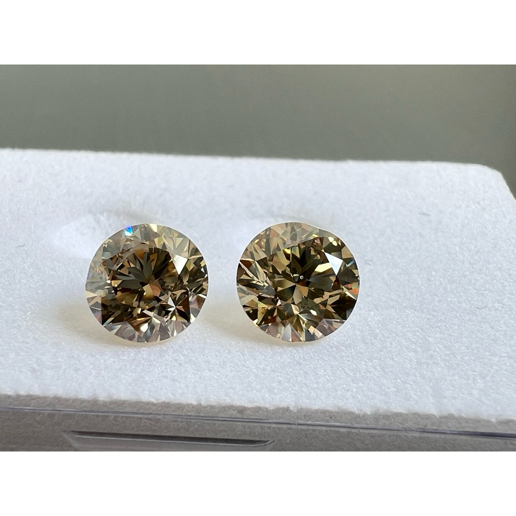 Natural Brown Diamond Pair 2.03ct + 2.03ct