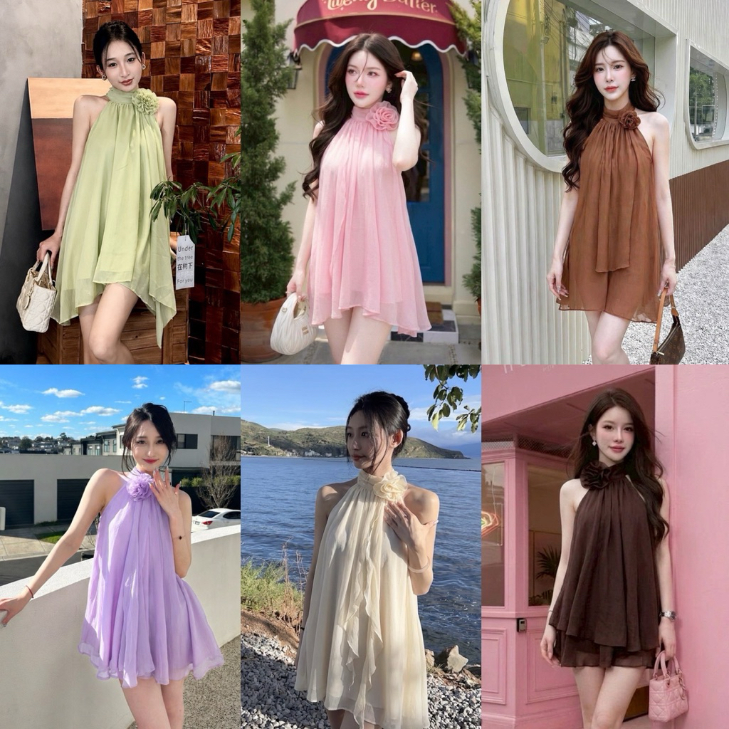 Teera❤️พร้อมส่ง✨หรูหรามาก💥เดรสสายคล้องคอผ้าแคนดี้ สวยหวาน พลิ้วมาก✨เนื้อผ้าเบาสวย ทิ้งตัวดี ซับในทั้งตัว💕ใส่ออกงาน