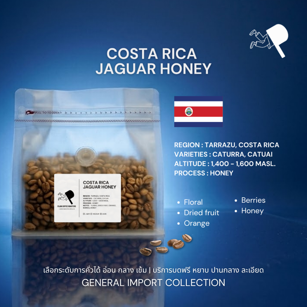 [เลือกระคั่วได้/บดฟรี] COSTA RICA JAGUAR HONEY เมล็ดกาแฟ อาราบิก้า 100% | PLAIN COFFEE ROASTERS