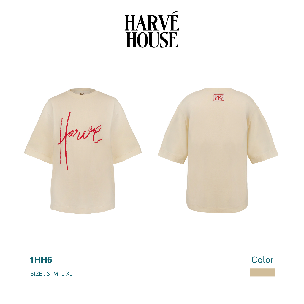 Harve House | Oversized T Shirt เสื้อยืดทรง oversized ลาย “Harve” script สีแดง ใส่สบาย statement look