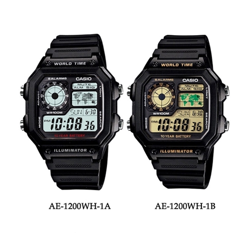 CASIO นาฬิกาข้อมือผู้ชาย สายเรซิ่น รุ่น AE-1200,AE-1200WH,AE-1200WH-1A,AE-1200WH-1B