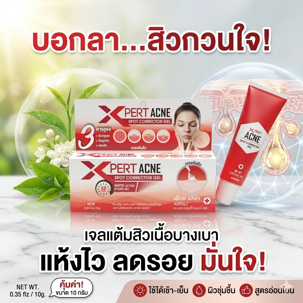 ของแท้ X Pert  Acne Spot Corrector Gel เจลแต้มสิวอุดตัน สิวอักเสบ สิวฮอร์โมน ช่วยลดสิว 10g. ผิวแพ้ง่ายใช้ได้