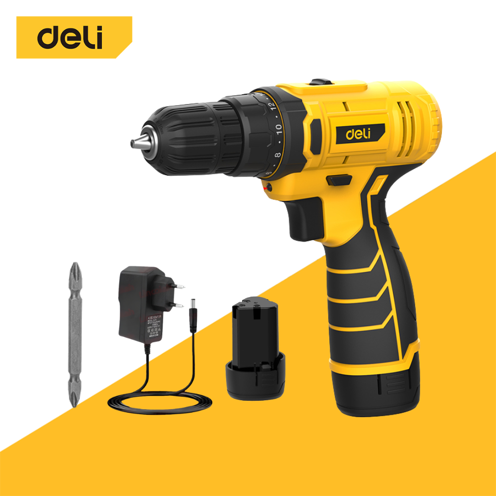 Deli สว่านไร้สาย สว่านไฟฟ้า ไขควงไฟฟ้า สว่านเจาะปูนไร้สาย หมุนซ้ายขวา 18ระบบ Electric Drill