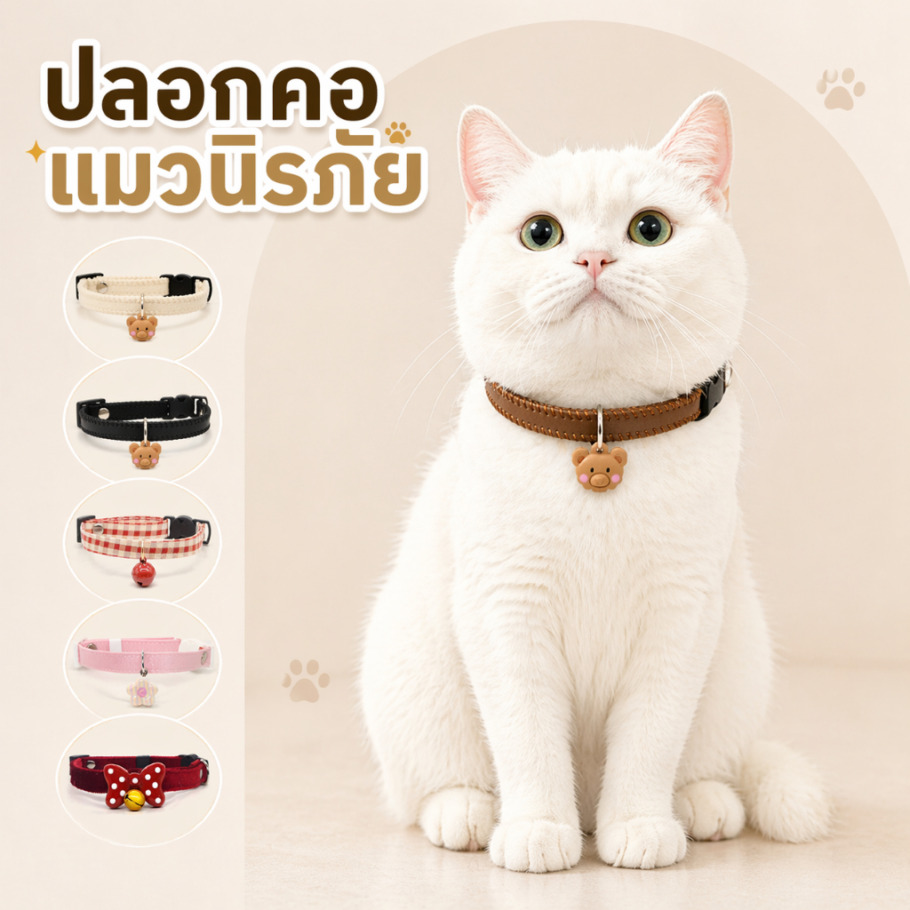 ปลอกคอแมวนิรภัย มินิมอล เบาใส่สบาย ปลอดภัย