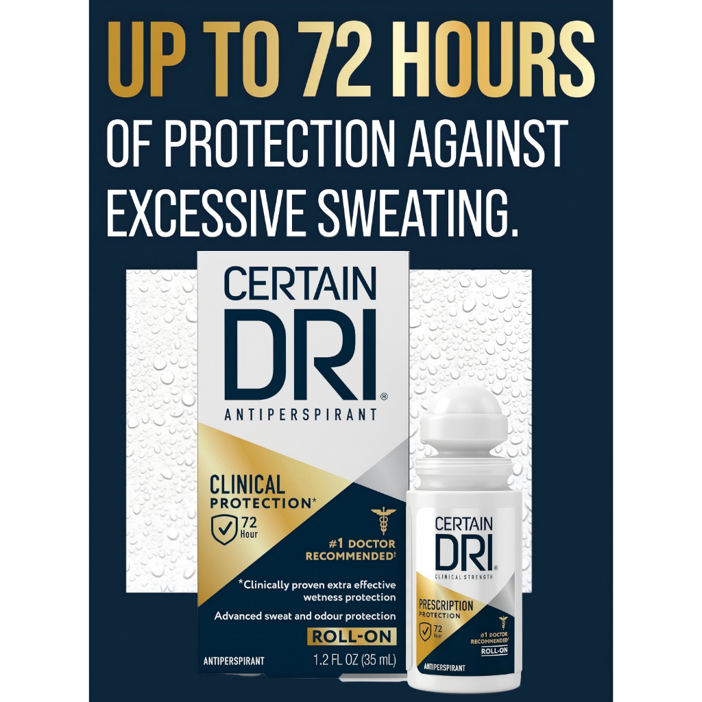 Certain Dri Extra Strength Clinical 72H โรลออนลดเหงื่อ ลดกลิ่นกาย กันเหงื่อได้ยาวนานถึง72ชั่วโมง