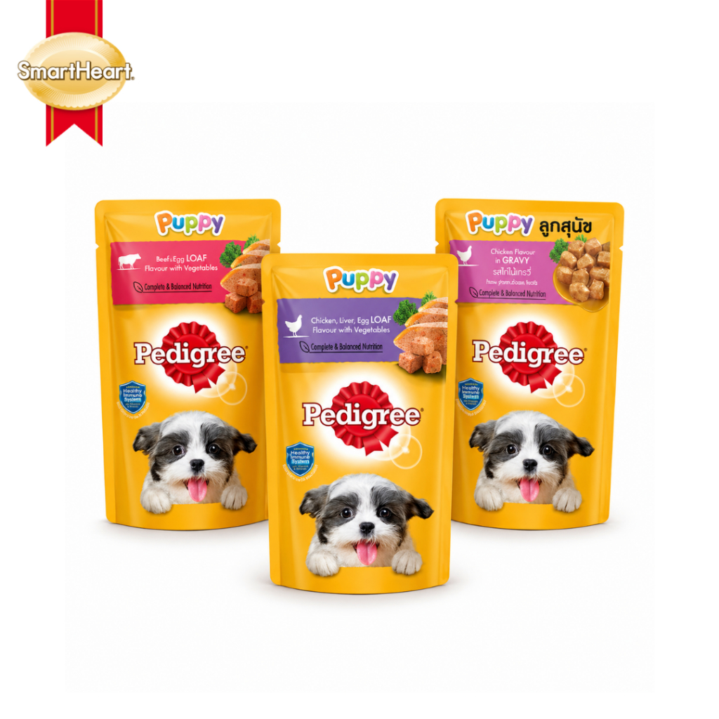 PEDIGREE เพดดิกรี อาหารสุนัข แบบซอง สำหรับลูกสุนัข 130 ก.  (12ซอง)