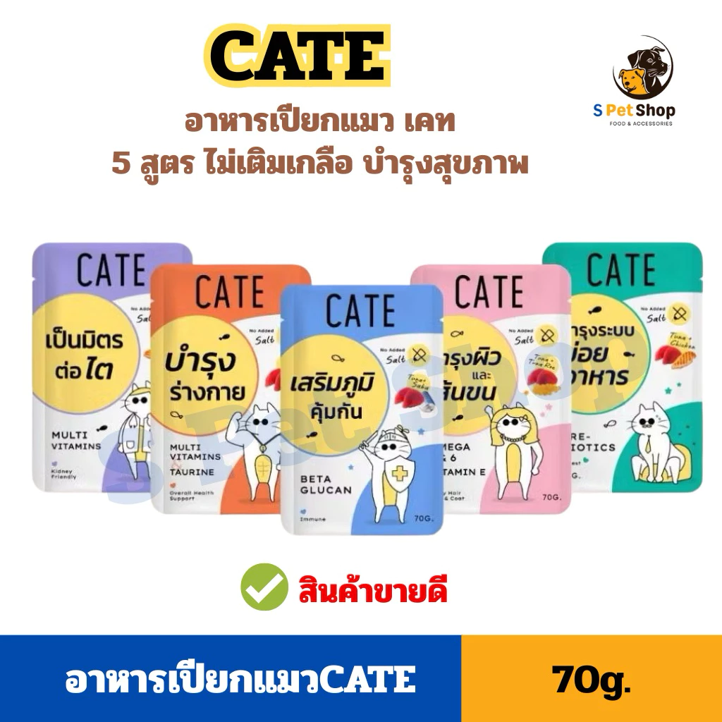 [1 โหล] CATE อาหารเปียกแมวเคท สูตรดูแลสุขภาพ 12 ซอง