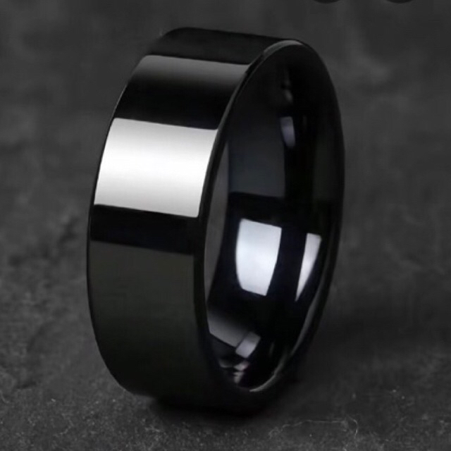 แหวนหยกดำ หยกพม่า ดำ super black jade สูง 8-9 mm. หนา 3 mm. เนื้อดำสนิทเงางาม jadeite A