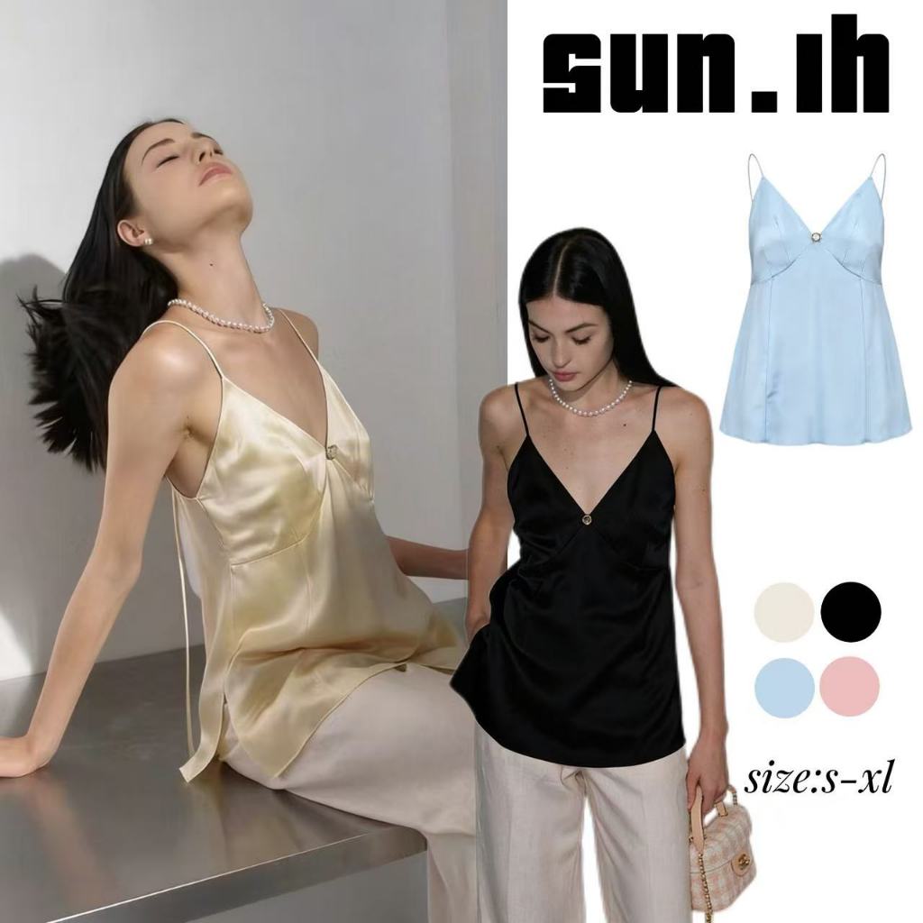 SUN🛍️พร้อมส่ง🛍️เสื้อสายเดี่ยวสไตล์คนรวยรุ่นเก่าที่ดูหรูหราและสะดุดตา
