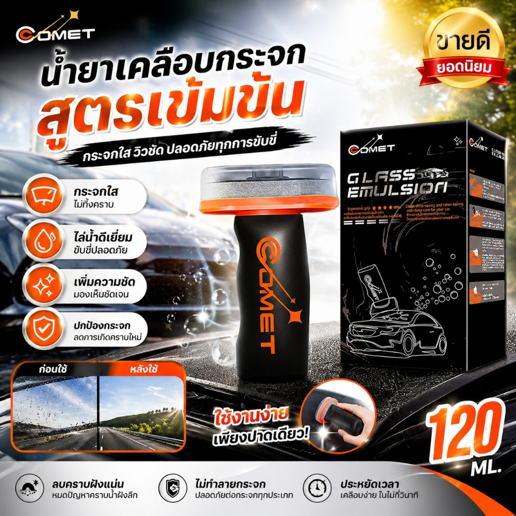 ฟองน้ำทำความสะอาดฟิล์มน้ำมัน น้ำยาขจัดฟิล์มน้ำมัน/น้ํายาล้างฟิล์มกระจกรถยนต์ ช่วยขจัดคราบมัน สำหรับกระจกและกระจกหน้ารถ