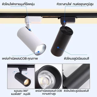 【รับประกัน10ปี】Track Lighting ไฟติดตามโคม ลูกปัดโคมไฟ LED Spotlight Ceiling Light สปอตไลท์ ไฟประดับ 60W 150W แสงสีขาว/แส