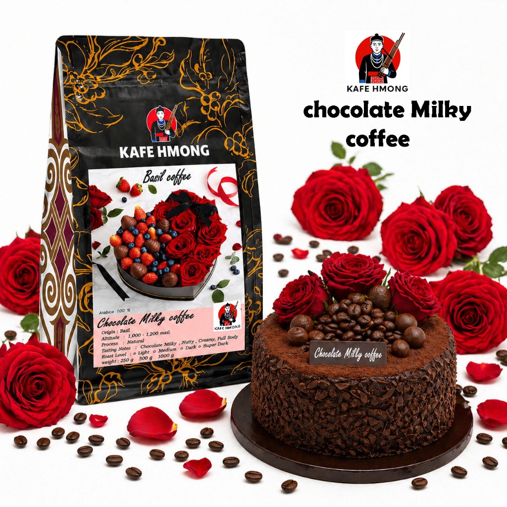 เมล็ดกาแฟบราซิล Chocolate Milky coffee เมล็ดกาแฟคั่วกลาง( Medium ) มีกลิ่นหอมโดดเด่น ชัดเจน รสชาติ Creama เนียนนุ่ม