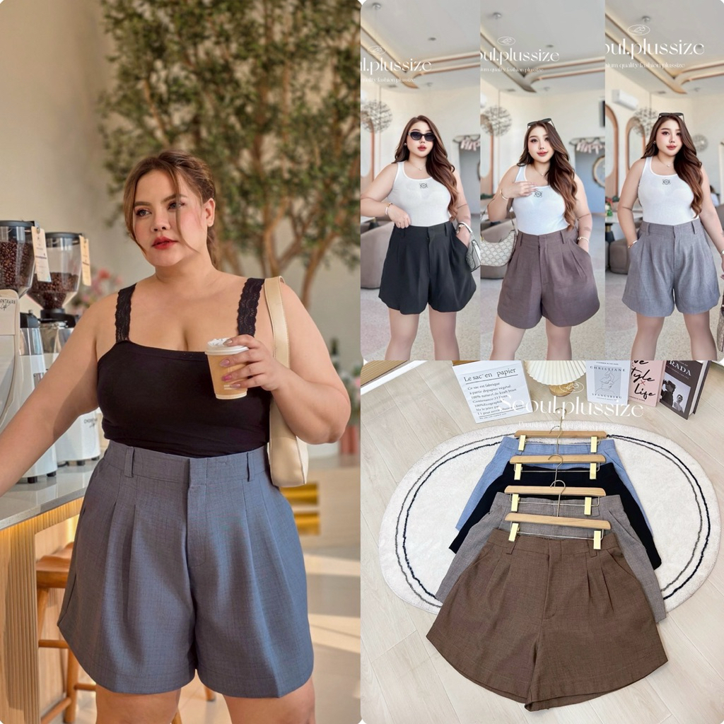 (S) กางเกงขาสั้น ทรงสวย สีพื้น ใส่สบาย (มีเอว34-64“) สวยสไตล์แพง เสื้อผ้าสาวอวบอ้วน พลัสไซส์ ไซส์ใหญ่