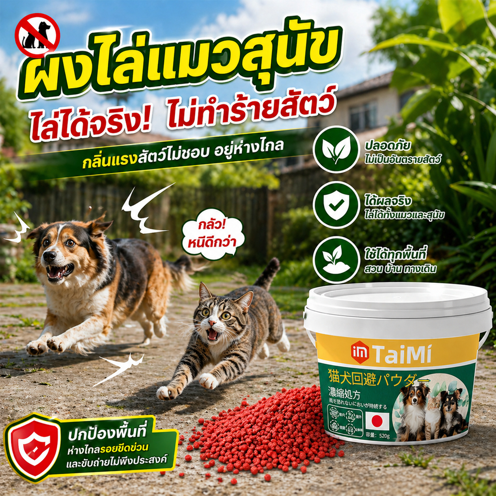 ผงไล่แมวสุนัข 520g กันฉี่ กันอึ ใช้กลางแจ้ง ไล่ได้จริง กลิ่นแรงสัตว์ไม่ชอบ ปลอดภัย