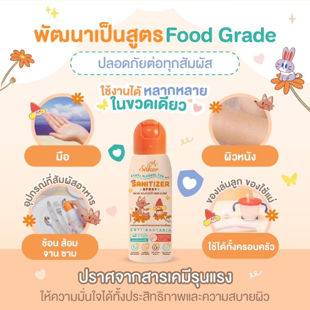 Saker สเปรย์แอลกอฮอล์จากพืชธรรมชาติ(ซื้อเยอะถูกลง) ฟู้ดเกรด เกรดสัมผัสอาหารได้ มาตรฐานญี่ปุ่นอันดับ1 รูปที่ 3