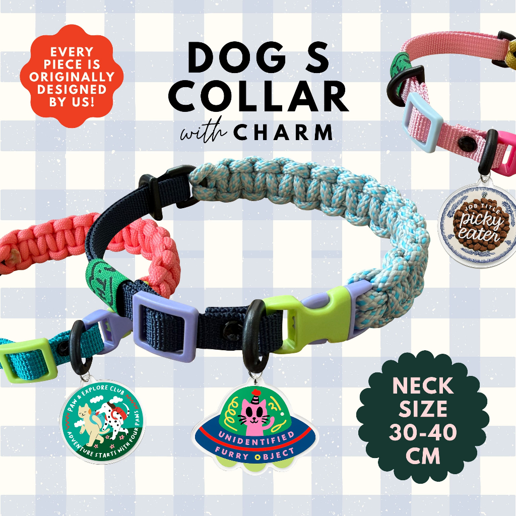 Dog S collar with charms ปลอกคอสุนัขพร้อมจี้ตกแต่ง แบรนด์​ Everyday Paws by TA.THA.TA