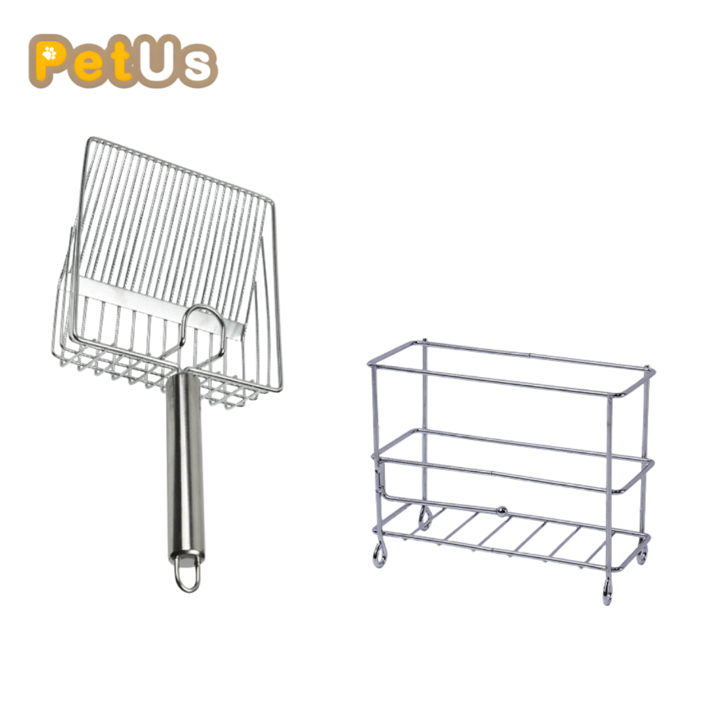ที่ตักทรายแมว ที่ตักอึแมว ที่ตักทรายแมวสแตนเลส Cat Litter Scoop แข็งแรง ทนทาน ขนาดใหญ่ เลือกได้ 4 สี
