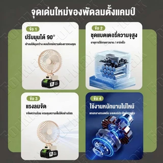 🔥980V🔥พัดลมแบตเตอรี่ไร้สาย 7นิ้ว พัดลมปรับระดับได้ 90 องศ แบตเตอรี่ลิเธียมพัดลมพกพา ลมแรง เสียงเบา ลมใหญ่ ลมแรง