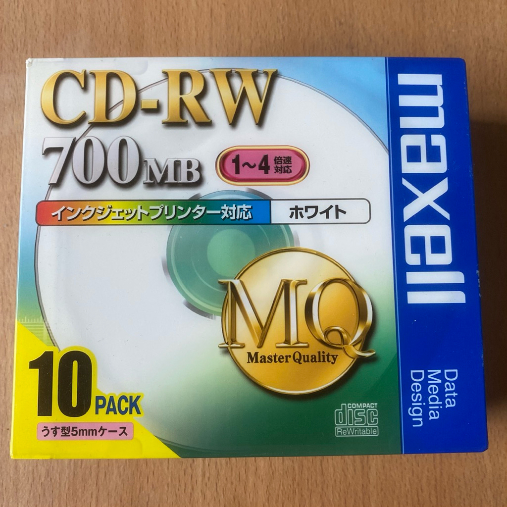 แผ่นเปล่า CD-RW Maxell 700mb แพ็กกล่องสลิม 10 แผ่น