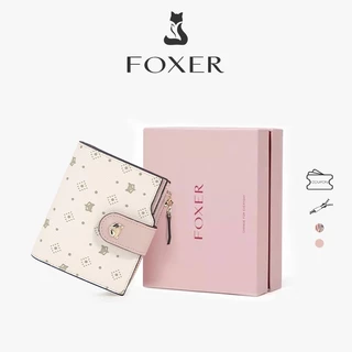 FOXER กระเป๋าสตางค์ขนาดสั้น ปิดด้วยกระดุมแป๊ก มีช่องใส่บัตรหลายช่อง และช่องใส่เหรียญในตัวเดียวกัน