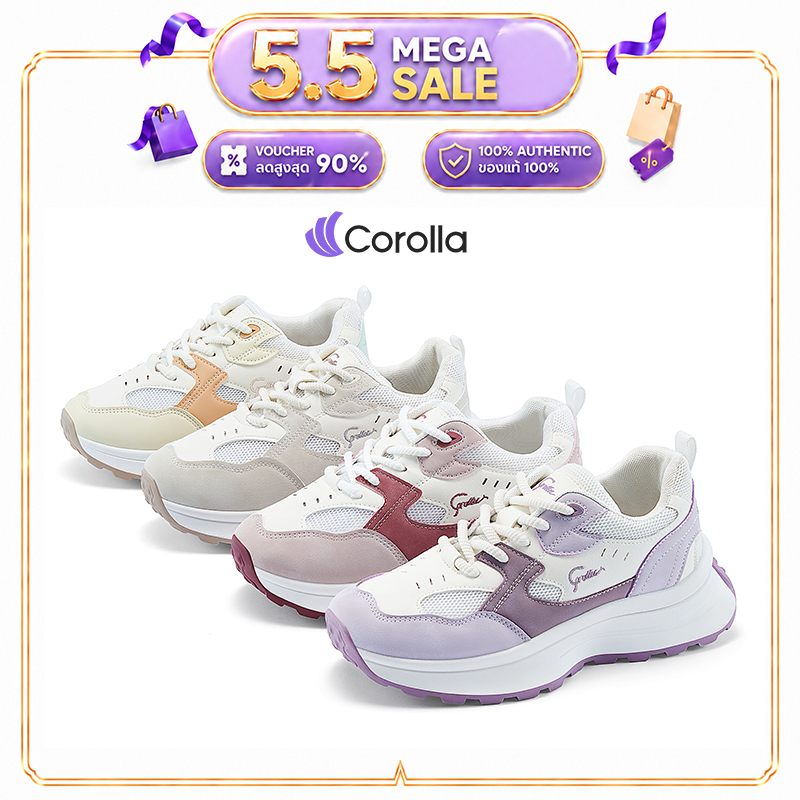 Corolla Colorblock Shoes รองเท้าผ้าใบผู้หญิง ใส่ออกกำลังกายได้ กันลื่น ทรงเสริมส้น ระบายอากาศได้ดี แ