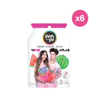 (แพ็ก 6) SUNSU 4EVE x Atlas ซันซุ เยลลี่ผสมบุก กลิ่นมิกซ์เบอร์รี่และแตงโม