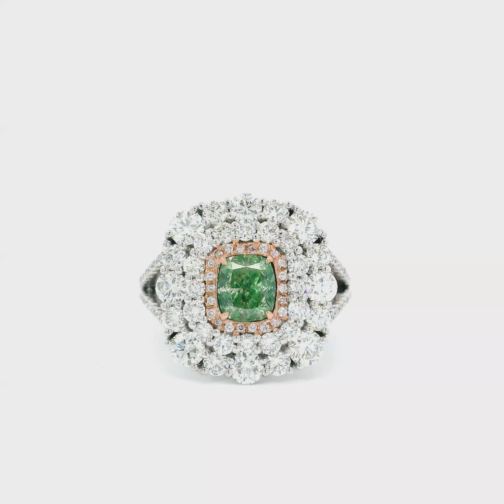 1.01 Carat Fancy Green SI Clarity Diamond Ring
