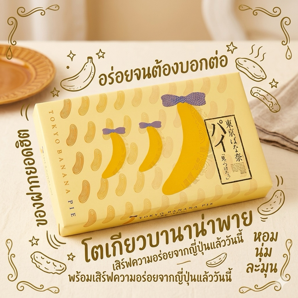 ‼️ของใหม่จากญี่ปุ่น‼️Tokyo Banana Pie ขนมทำจากแป้งพาย เนยและกล้วยหอมทบซ้อนหลายชั้นอบกรอบหอมชวนชิม