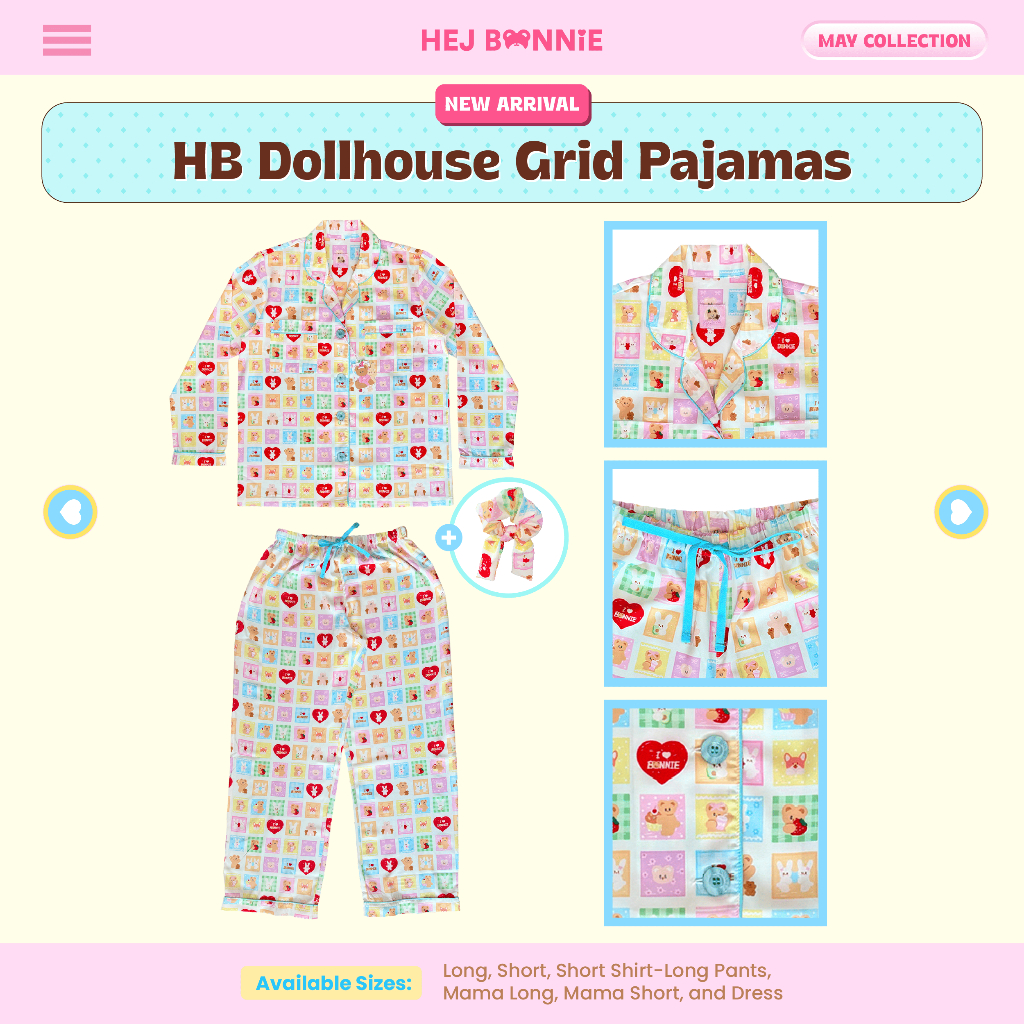 [สำหรับผู้ใหญ่] HB Dollhouse Grid Pajamas | Hej Bonnie Official