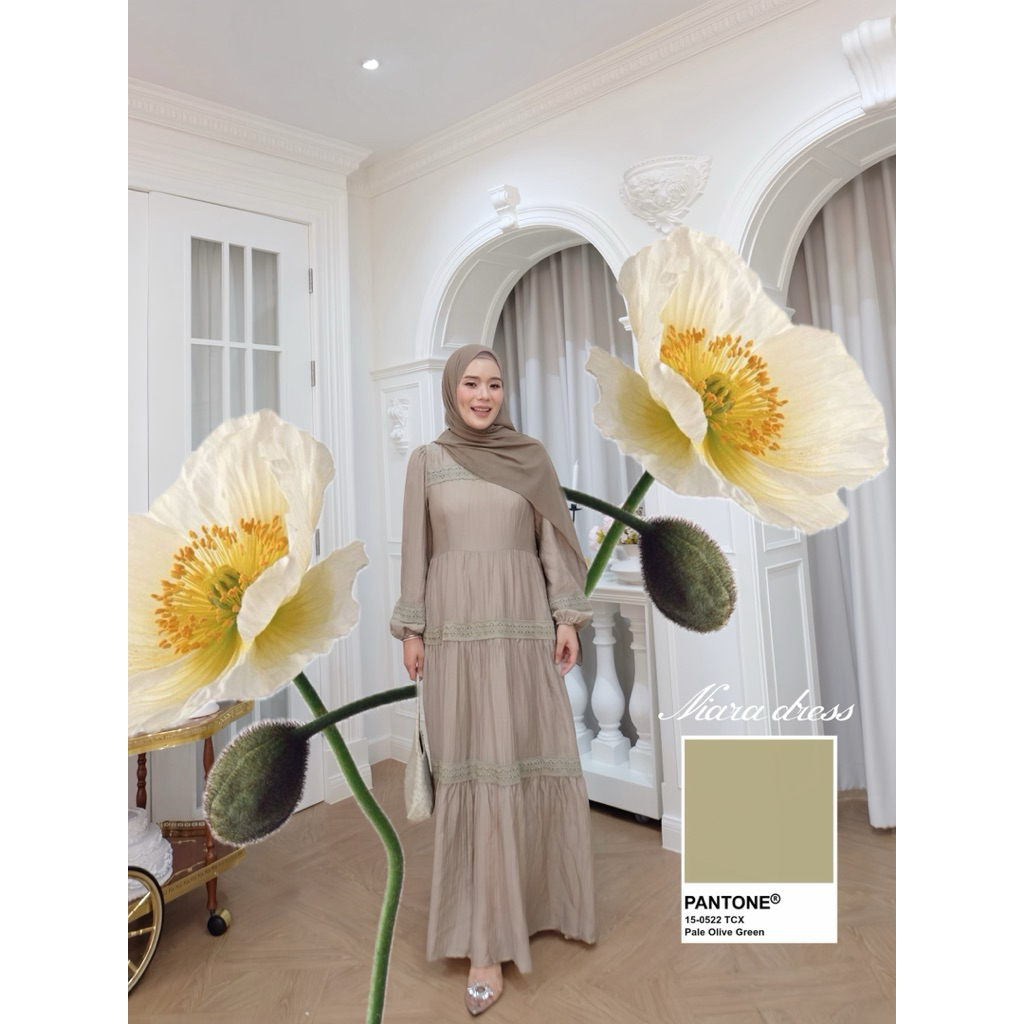 Heartmade-Niara dress(สินค้าพร้อมส่ง)*ซับในยาว*เดรสผ้าแต่งลูกไม้ช่วงตัวต่อระบายชั้น