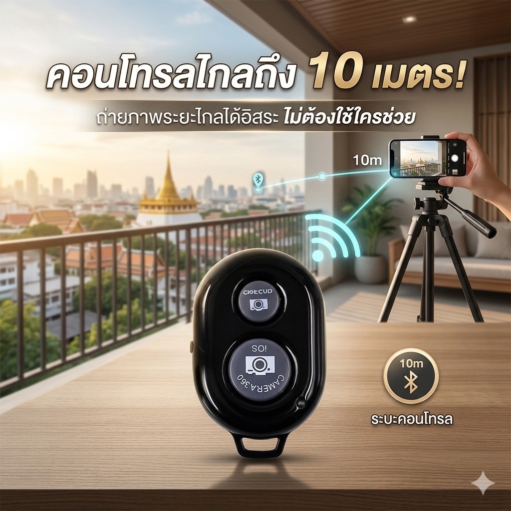 telesin 🔥AB Shutter3 Bluetooth รีโมทถ่ายรูป แบบไร้สาย พร้อมถ่าน รีโมตกดชัตเตอร์บลูทูธไร้สาย รีโมทถ่ายรูปเซลฟี Wireless Bluetooth phone camera shutter remote control Compatible for all iOS and Android Smartphones