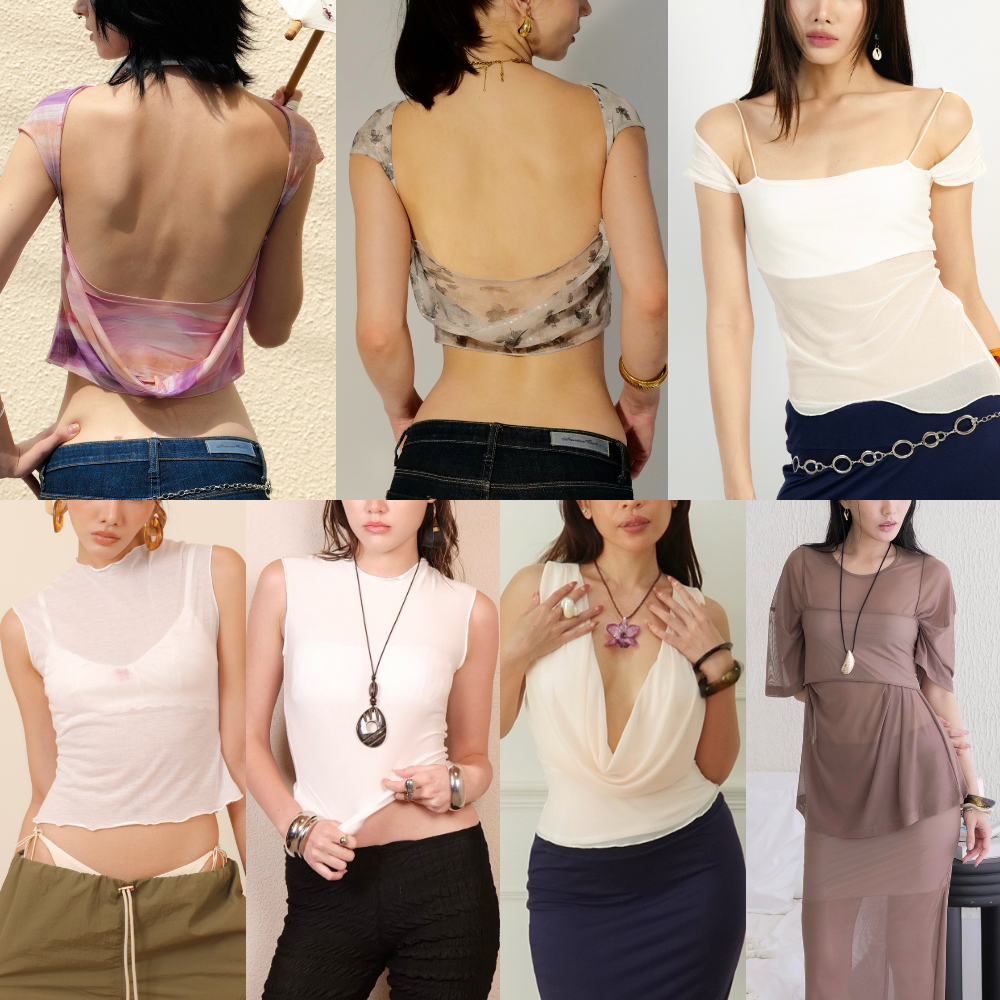 Try_yorata | Blursday dropped back, Oversized tee, Heart top, Vintage tee, Full skirt set, Deep V neck เสื้อครอปผ้ายืด