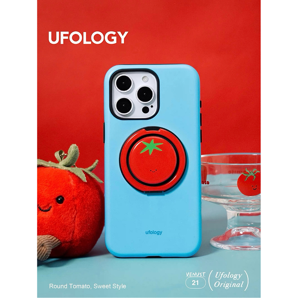 🇰🇷✅มีMagnetic Ring📍iPhone 12 - 17 Pro Max | เคสไอโฟน iPhone case | UFOLOGY®Original ROUND TOMATO