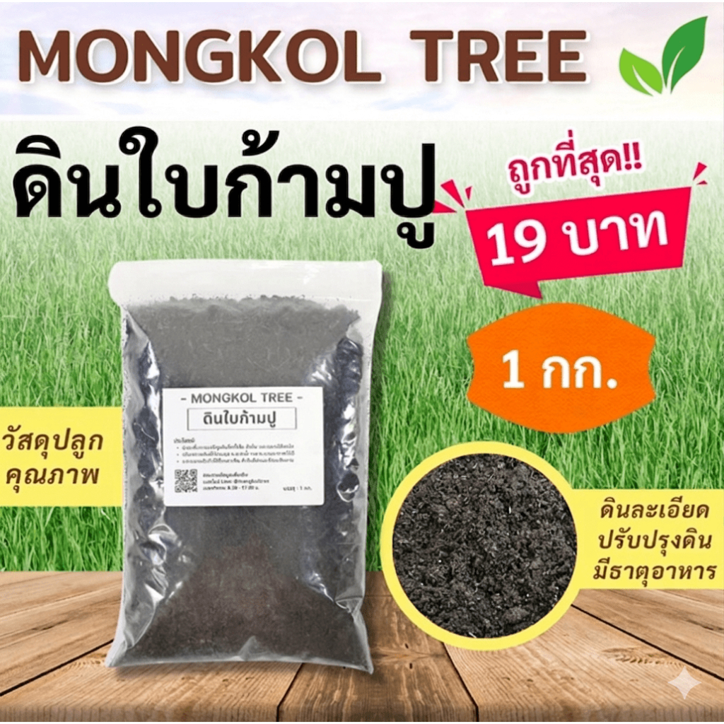 (10 ฟรี 1) ดินใบก้ามปู 1 กก. ปลูกต้นไม้ วัสดุปลูก ปลูกพืชผักสวนครัว ไม้ดอกไม้ประดับ และไม้ใบ