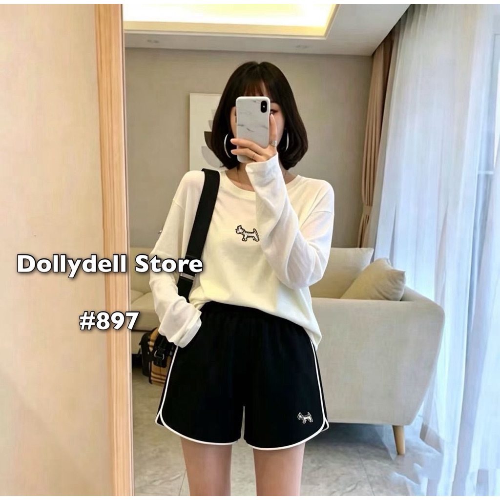 897  กางเกงขาสั้นเอวยางยืดแต่งแถบด้านข้าง