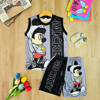เสื้อผ้าเด็ก ชุดเซต เสื้อผ้าเด็กชาย หญิง แขนกุด (กล้าม) ผ้าลื่นไมโคร