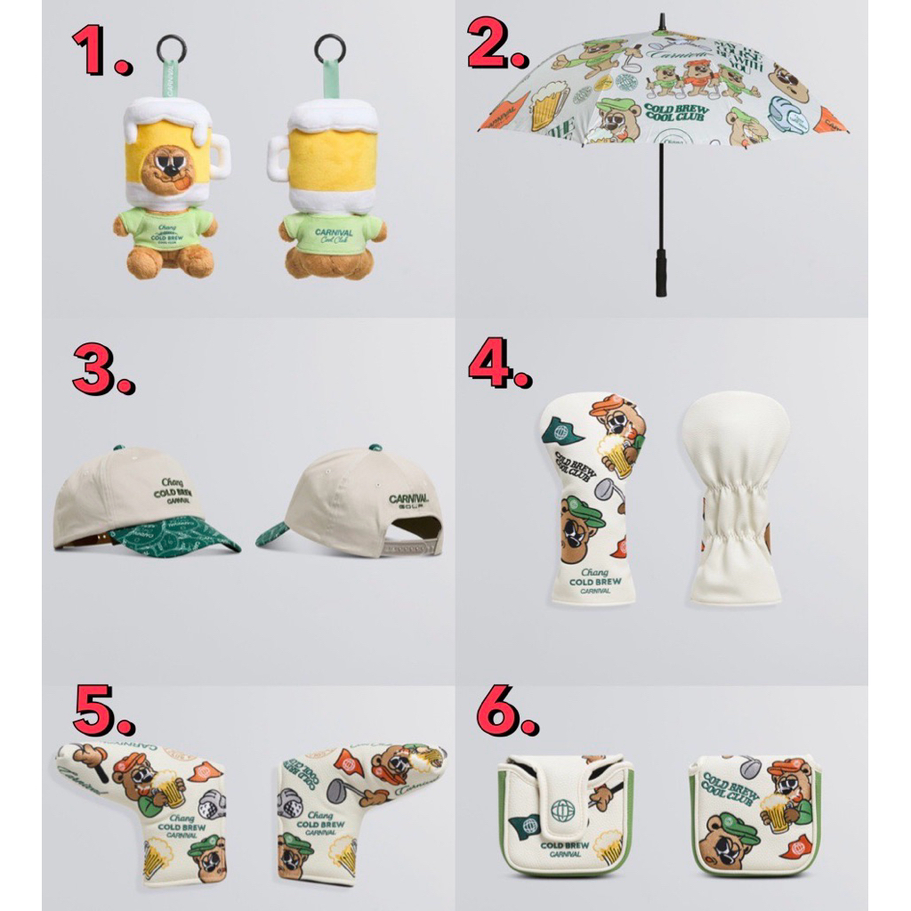 [พร้อมส่ง ของแท้💯%] ร่ม,พวงกุญแจ,หมวก,อุปกรณ์กอล์ฟ Carnival Golf x Chang Cold Brew Cool Club  Collection