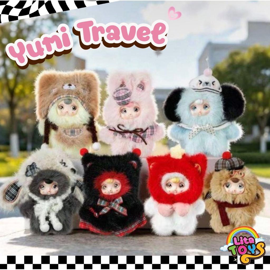 Yumi Retro Travel Charm Plushie พวงกุญแจแบบจุ่ม ของสะสมสไตล์วินเทจ